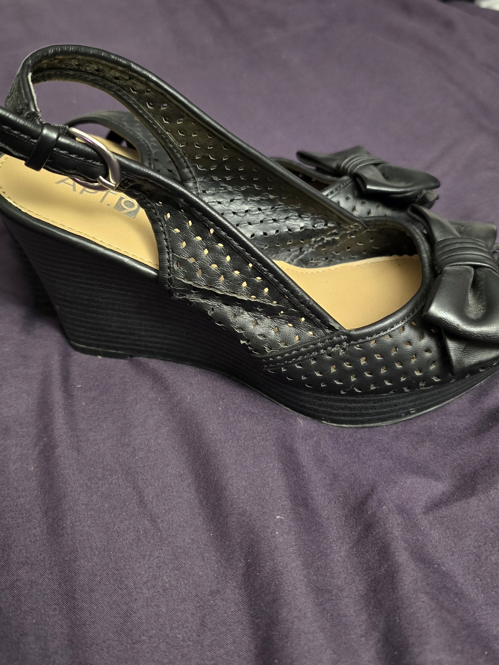 Apt. 9 Women's Black Bow Peep-Toe Slingback Flats